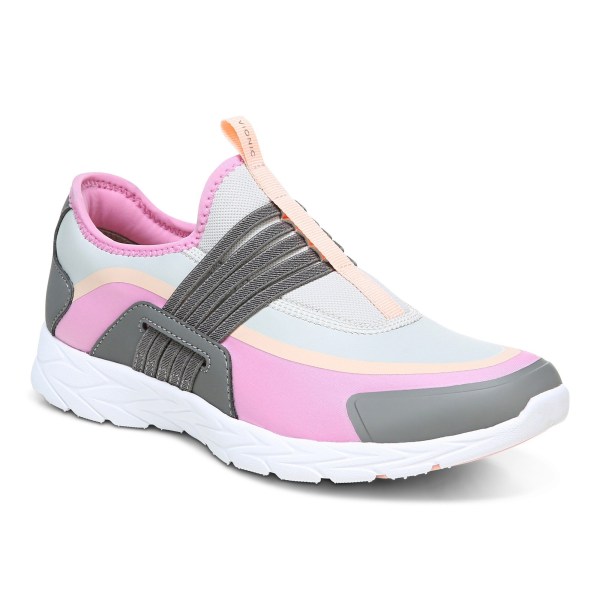 Vionic Trainers Ireland - Vayda Slip On Sneaker Grey Pink - Womens Shoes In Store | LOURP-2560